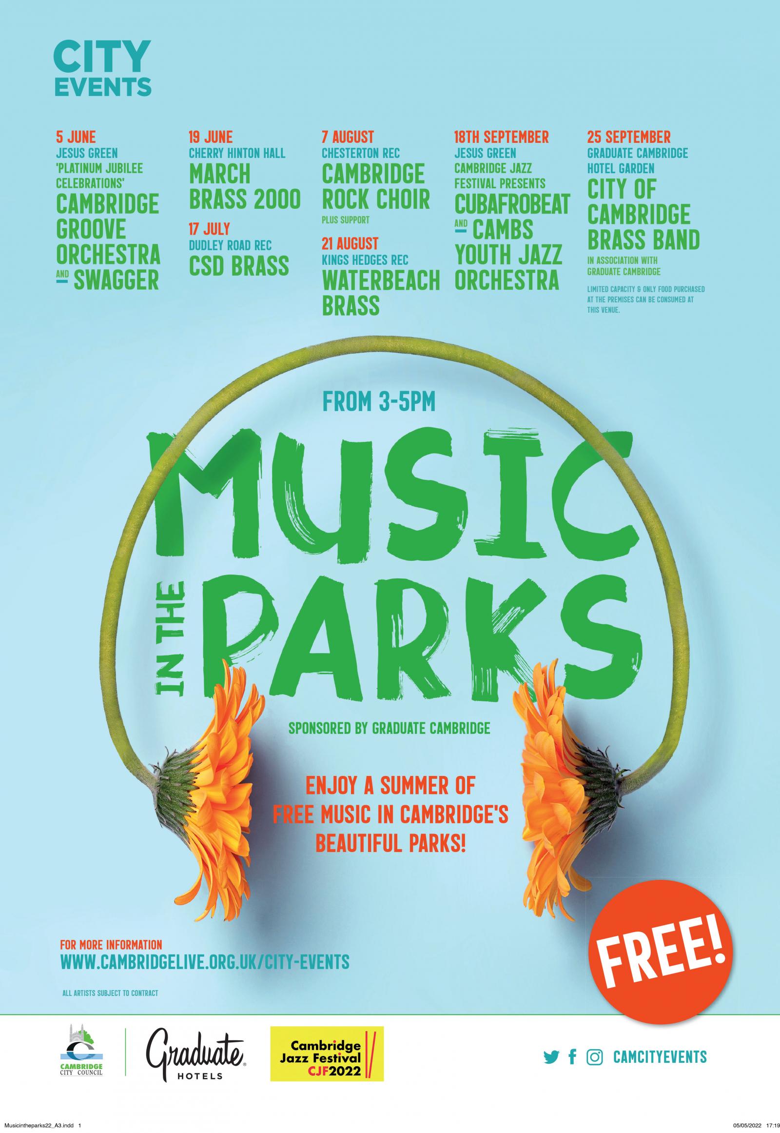 Music in the Parks is back this June to September! Cambridge Live
